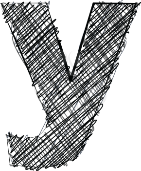 Hand draw font. LETTER y. Vector illustration