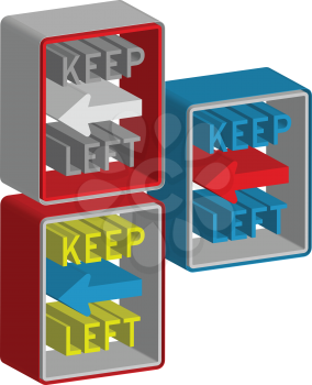 3d Keep left sign. Vector illustration