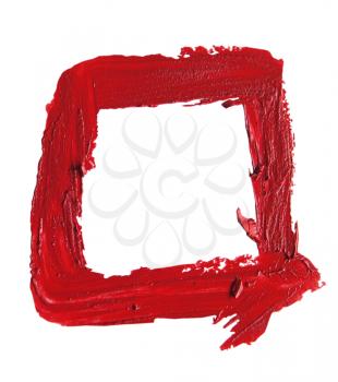 close up of a RED smudged lipstick on white background  Square Shape