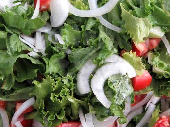 mixed salad with lettuce, tomato and onion