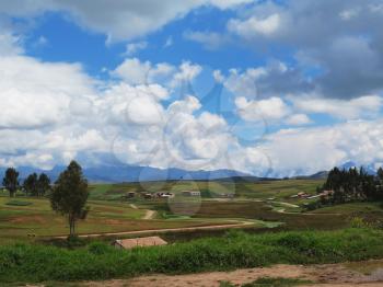 Agricultural field in Sacred Valley, Cusco Region, Peru