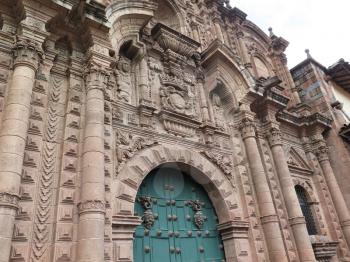 Cathedral church at the Plaza de Armas. Cuzco, Peru. Sunny day