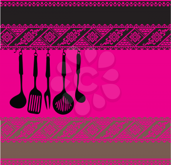 Rack of kitchen utensils, Vector Illustration