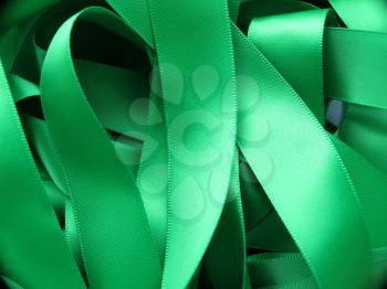 Green ribbon background, design element.
