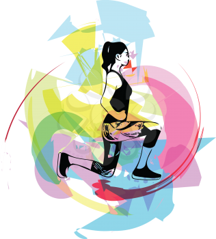 abstract fitness woman, trained female body Vector illustration