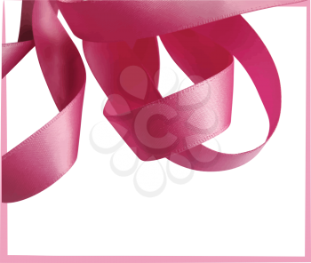 Pink ribbon over white background, design element. Vector illustration