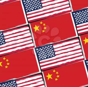 USA and China flags or banner vector illustration