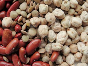 Raw Red Beans, lentils and chickpeas Background. healthy food