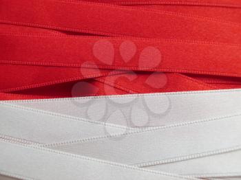 Monaco flag or banner made with red and white ribbons