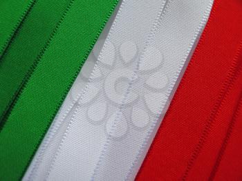 Italy flag or banner made with red, white and green ribbons