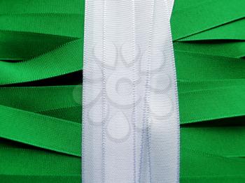 Nigeria flag or banner made with green ribbons