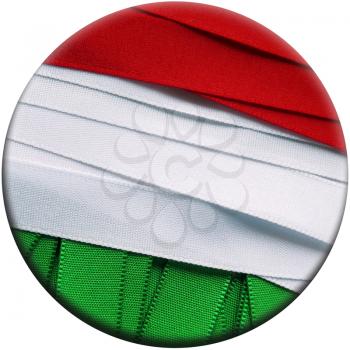 Hungary flag or banner made with green, white and red ribbons