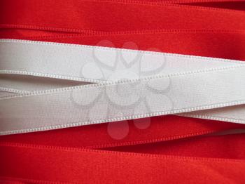 Austria flag or banner made with white and red ribbons