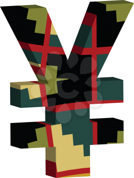 Colorful three-dimensional YEN Symbol