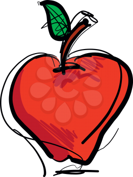 Hand drawn Red apple fruit vector illustration