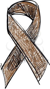 Brown ribbon awareness isolated on white background. Vector Illustration