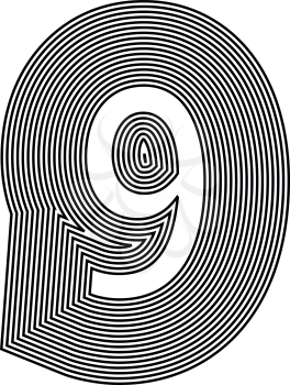 Number 9  Line Logo Icon Design - Vector Illustration