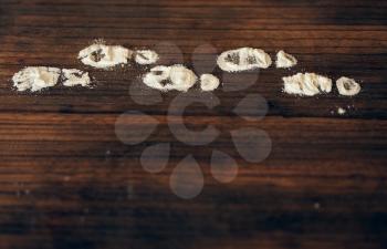 Not the real Santa Claus Footprints on the rough wooden floor. The prints are made from flour