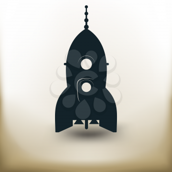 simple square pictogram at the start of the rocket on beige background