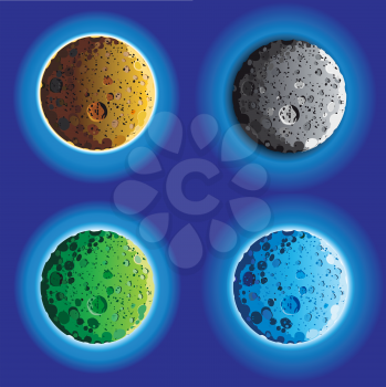 four fool moon surface in different colors