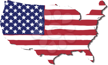 USA Flag in the form of maps of the United States on a white background