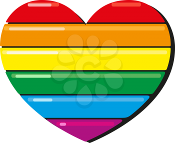 six-color rainbow bright heart in LGBT color combinations on a white background