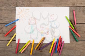Child's drawing of a happy family