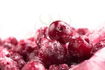 frozen berries red cherrys, macro