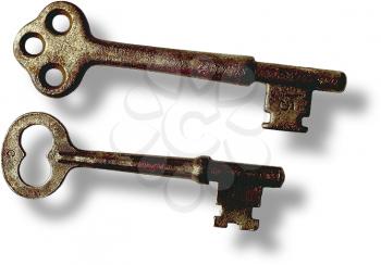 Royalty Free Photo of a Pair of Antique Brass Keys 