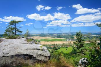Landscape view from Prihrazske rocks in the Czech Republic. Typical Czech country.