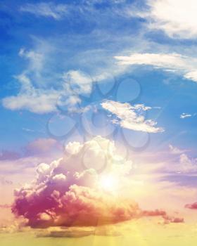 Colorful sky and clouds. Summer tropical background