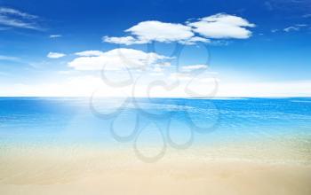 Tropical beach summer background. Beautiful ocean panorama