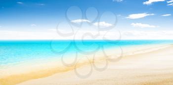 Tropical beach summer background. Beautiful ocean panorama