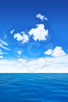 Cloudy sky and sea. Tropical vertical composition