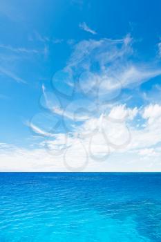 Cloudy sky and sea. Tropical vertical composition