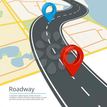Infographic vector concept of different map directions. Navigations on road. Map travel road street with navigation gps illustration