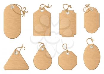 Different shapes of shopping sale tags isolated on white. Vector paper labels. Tag label for sale retail, illustration of blank badge cardboard