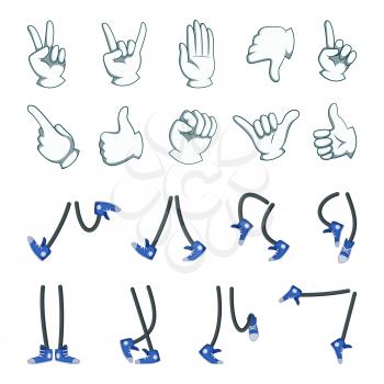 Vector big set of hands and legs. Collection for cartoon animation. Hand and leg, human character foot and arm illustration