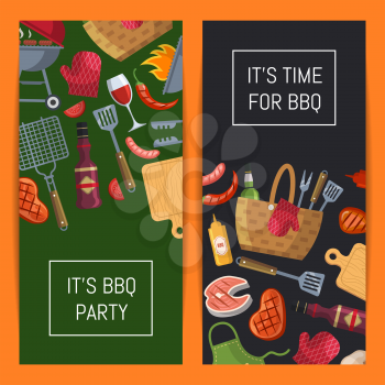 Vector barbecue or grill elements banner templates with place for text illustration