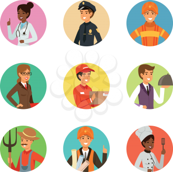 Vector avatars set with different professions. Avatar person profession courier and engineer illustration