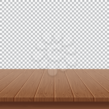 Wood table top on isolated background. Wood top table surface. Vector illustration