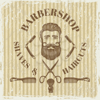 Barber shop vintage poster. Grunge style vintage barbershop banner. Vector illustration