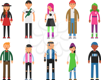 Fashioned hipsters. Alternative funny characters. Peoples isolate on white background. Character hipster of set, funny people cartoon. Vector illustration