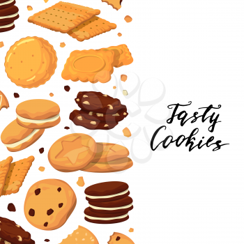 Vector poster background with lettering and with cartoon cookies illustration