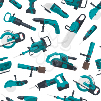 Vector pattern or background illustration with electric construction tools backdrop