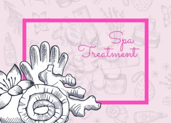 Banner and poster vector hand drawn spa elements background with place for text illustration