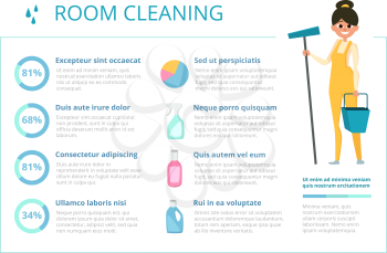 Infographic design template for cleaning service industry. Vector washing cleaner room illustration
