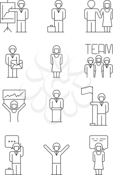 Business people icon. Team office managers relations user successful people dialog vector simple business symbols. Office team businessman, presentation and organization illustration