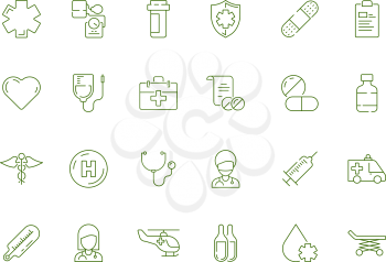 Healthcare icon. Medical pharmacy medications dose pills drugs vector medical symbols isolated. Medical and pharmacy for care, treatment health illustration