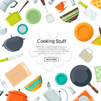 Cooking concept. Vector kitchen utensils flat icons banner background with place for text illustration